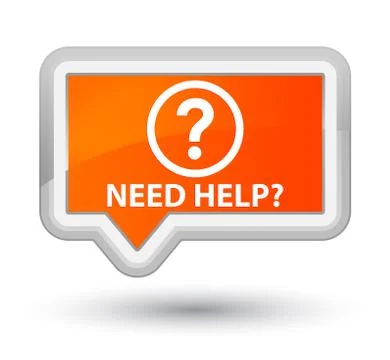 Need help (question icon) prime orange banner button Stock Illustration