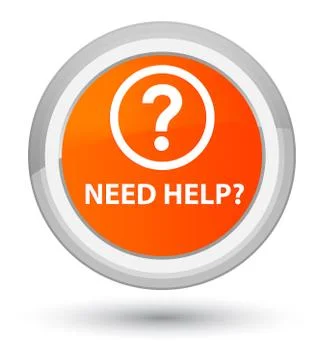 Need help (question icon) prime orange round button Stock Illustration