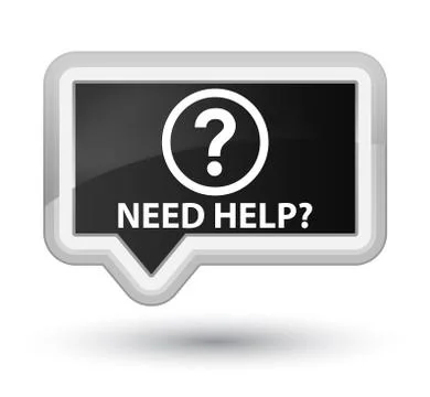 Need help (question icon) prime black banner button Stock Illustration