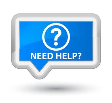 Need help (question icon) prime cyan blue banner button Stock Illustration