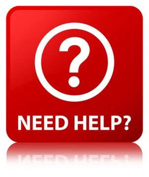 Need help (question icon) red square button Stock Illustration