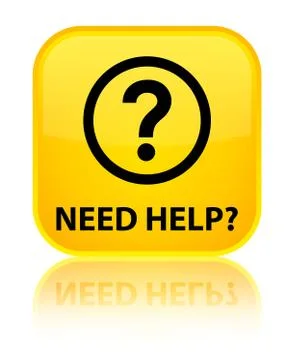 Need help (question icon) special yellow square button Stock Illustration
