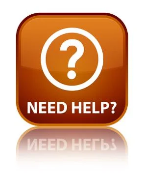 Need help (question icon) special brown square button Stock Illustration