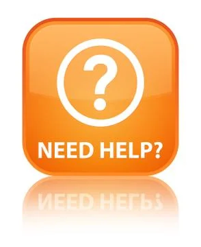 Need help (question icon) special orange square button Stock Illustration