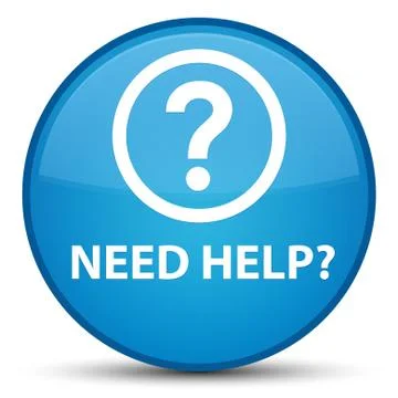 Need help (question icon) special cyan blue round button Stock Illustration