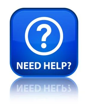 Need help (question icon) special blue square button Stock Illustration