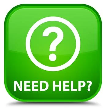 Need help (question icon) special green square button Stock Illustration
