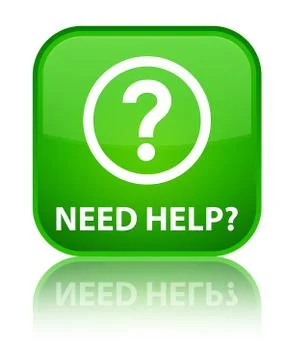 Need help (question icon) special green square button Stock Illustration