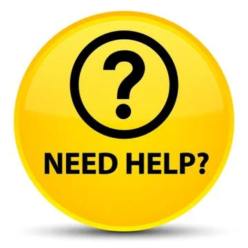 Need help (question icon) special yellow round button Stock Illustration