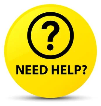 Need help (question icon) yellow round button Stock Illustration
