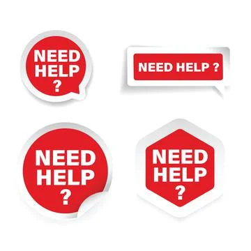 Need Help speech label button Stock Illustration