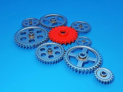 Need ideas work, the development plan. group of mechanisms related to one mai Stock Illustration