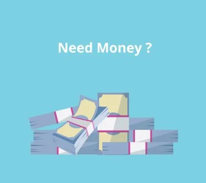 Need money stack of money with text on top of money stack Stock Illustration