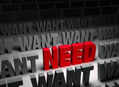 Need more important than want Illustrazione stock