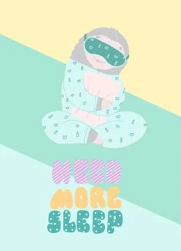 Need more sleep flat poster template Stock Illustration