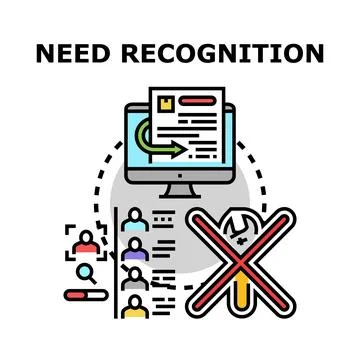 Need recognition process identifying problems and solutions Stock Illustration