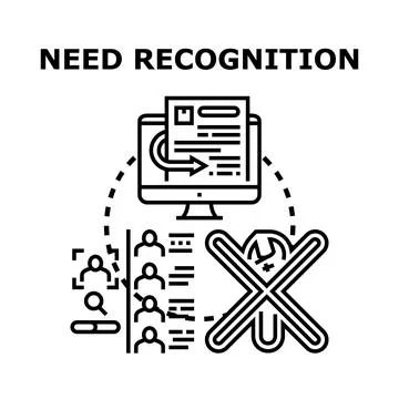 Need recognition process identifying problems and solutions Stock Illustration