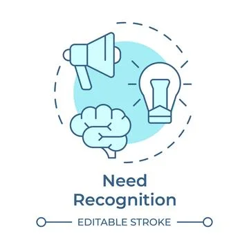 Need recognition soft blue concept icon Stock Illustration