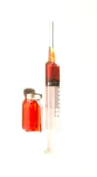 Needle and injection with bottle Stock Photos