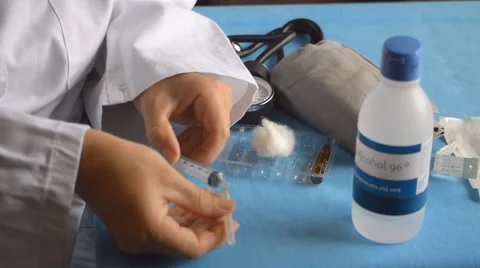 Needle And Syringe Assembly Stock Footage 53567734