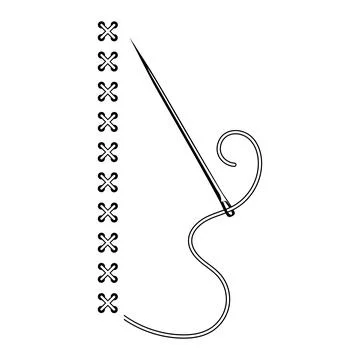 Needle and thread and stitched stitching Stock Illustration