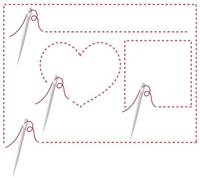 Needle and thread borders Stock Illustration