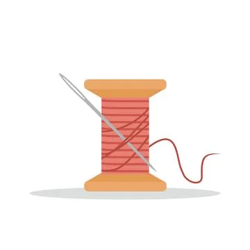 Needle and thread. Cute hand drawn skein. Tailor shop elements. Vector Stock Illustration