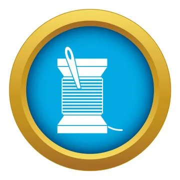 Needle and thread icon blue vector isolated Stock Illustration