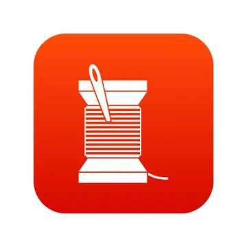 Needle and thread icon digital red Stock Illustration