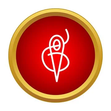 Needle and thread icon with red frame concept Stock Illustration