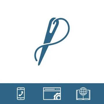 Needle and thread icon stock vector illustration flat design Illustrazione stock
