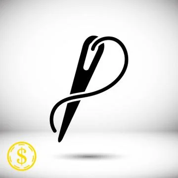 Needle and thread icon stock vector illustration flat design Illustrazione stock