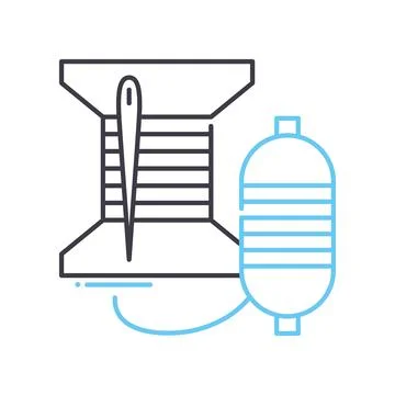 Needle and thread line icon, outline symbol, vector illustration, concept sign Stock Illustration