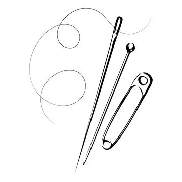 Needle and thread, pin and hairpin. Design for sewing salon Stockillustratie