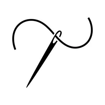 Needle and thread silhouette, vector icon. Stock Illustration