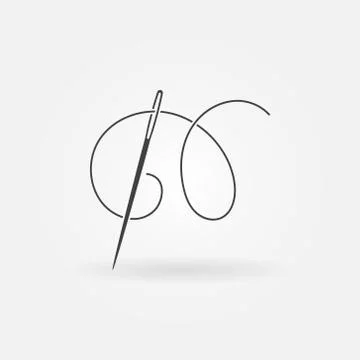 Needle and thread vector modern icon Stock Illustration