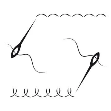 Needle and thread on white background Stock Illustration