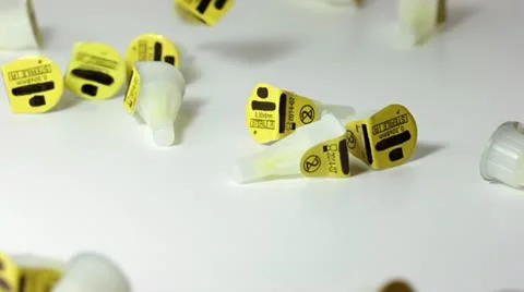 Needle are falling, slow motion Stock Footage 12264519