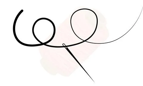 Needle with black thread on the background of a ball of thread Stock Illustration