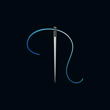 Needle with blue thread creative icon - Tailor vector colorful sign Stock Illustration