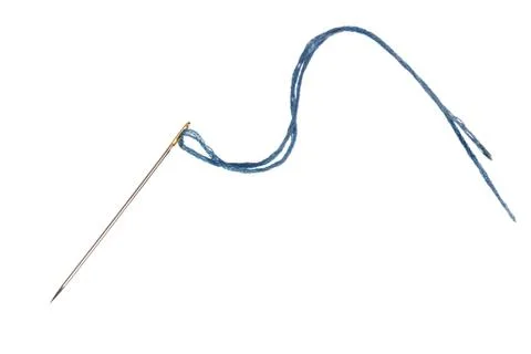 Needle with the blue thread (isolated) Stock Photos