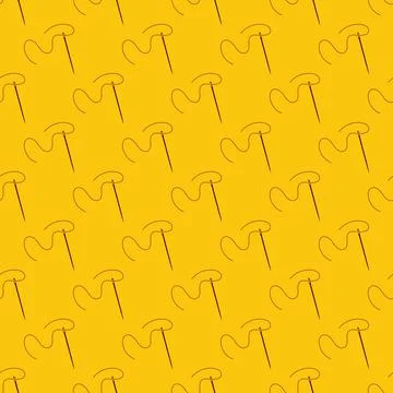 Needle with Brown thread vector yellow creative seamless pattern Stock Illustration