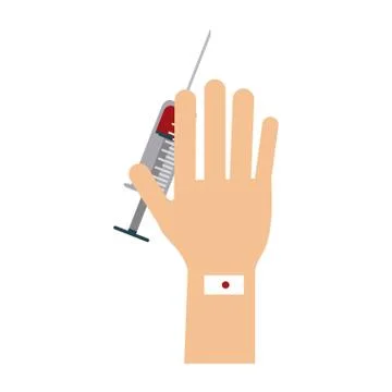 Needle extracting blood from hand Illustrazione stock