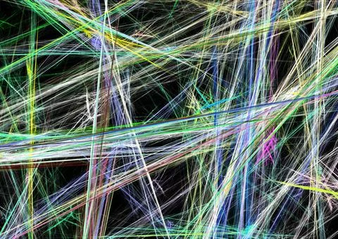 Needle fractal in the form of rays, lines. On black background Stock Illustration