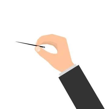 Needle in the hand. Vector illustration. Stock Illustration
