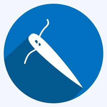 Needle Icon in trendy long shadow style isolated on soft blue background Stock Illustration