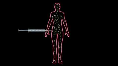 Needle injecting medication into body Stock Footage 107829097