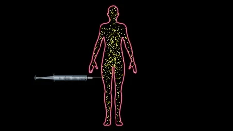 Needle injecting medication into body Stock Footage 107829103
