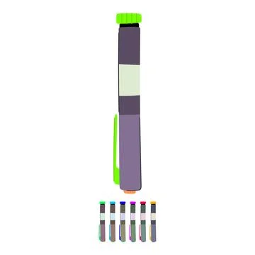 Needle insulin pen vector cartoon graphic Stock Illustration