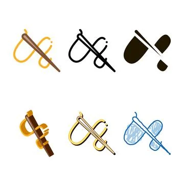 Needle looks and thread icon vector outline Stock Illustration